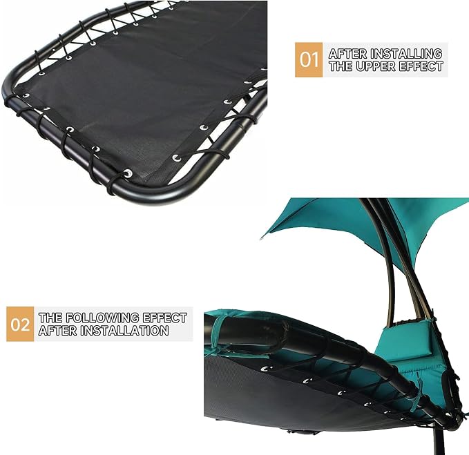 Replacement Reinforced Mesh and Durable Rope Set for Hanging Lounge Chair Chaise Lounger, Comes with a Hanging Storage Bag (Mesh and Rope ONLY) (Blue)