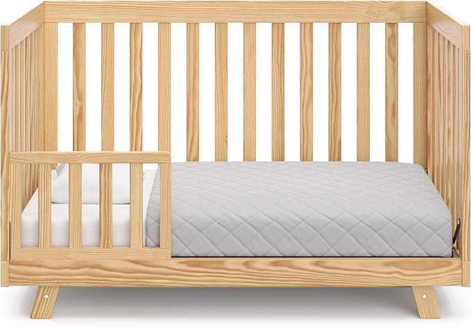 Storkcraft Beckett 3-in-1 Convertible Crib – GREENGUARD Gold Certified, Fits Standard Crib Mattress, Converts to Toddler Bed and Daybed, 4 Mattress Heights, Grow-with-Me Design (Natural)