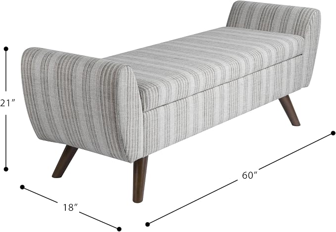 HomePop 60" Modern Storage Bench - Gray Striped Pattern
