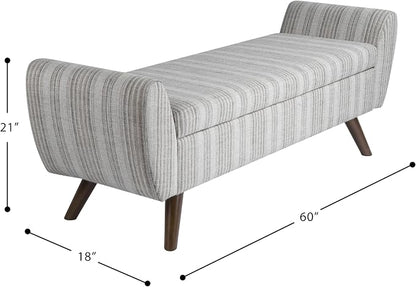 HomePop 60" Modern Storage Bench - Gray Striped Pattern