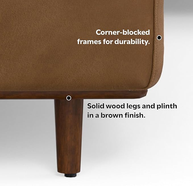 SIMPLIHOME Morrison Left Sectional Sofa in Full-Grain Genuine Leather, Caramel Brown, 102-inches Wide, L-Shaped Leather Couch with Left Chaise for The Living Room and Family Room