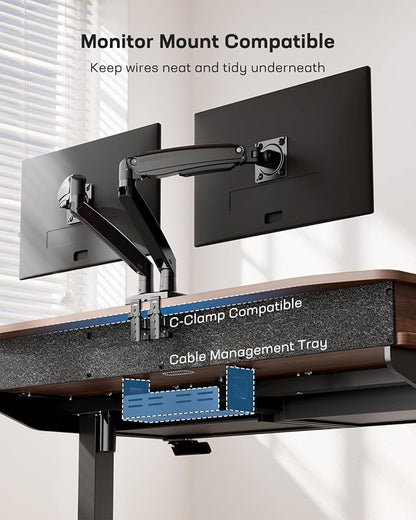 HUANUO 55 x 30 inch Electric Standing Desk with 2 Wood Drawers, Adjustable Height Sit Stand Desk for Home Office, Ergonomic Stand up Desk with 4 Memory Presets, 176 lbs Capacity, Walnut Top