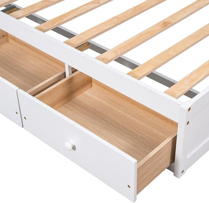 Merax Wood Captain's Platform Storage Bed with 3 Drawers,Classic Bed Frame No Box Spring Needed Twin, White