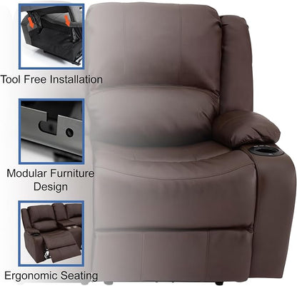 RecPro Charles 70" Powered Double RV Wall Hugger Recliner Sofa | Loveseat | RV Furniture with Upgraded 2023 Fabric (Chestnut)