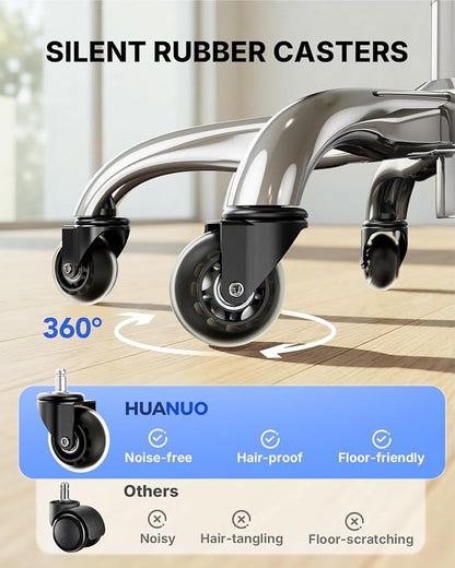 HUANUO Ergonomic Office Chair with 6D Armrest, Seat Depth Adjustment, Lumbar Support, Quiet Rubber Caster, High Back Mesh Gaming Chair with 3D Headrest, Big and Tall Chair for Home Office, Pack of 4