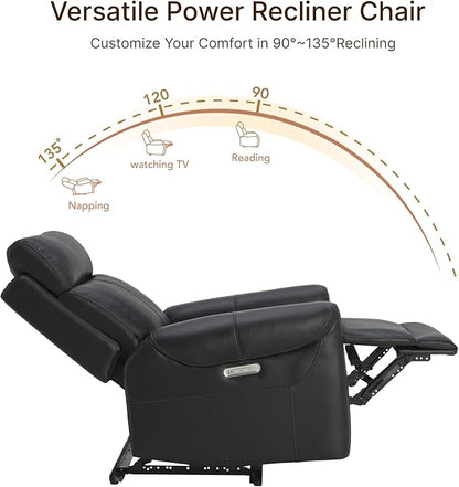 KISLOT Leather Recliner Chair for Adults Wall Hugger RV Recliner with USB Charging Ports Electric Power Reclining Sofa for Living Room Home Theater Seating Bedroom
