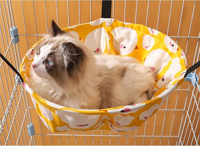 SHENGOCASE 2-Pack Cat Hammock Lounge Cat Hanging Bed for Cage Kennel Chair with Metal Frame, Adjustable Straps (Orange)