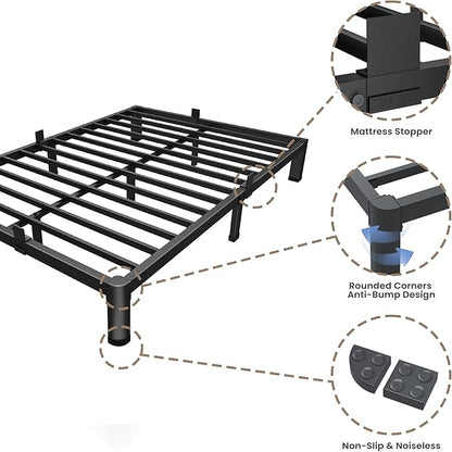 ROIL 7 inch Full Size Bed Frame with Round Corner Legs Mattress Retainers 3500LBS Heavy Duty Steel Slats No Box Spring Needed Platform Noise-Free Easy Assembly