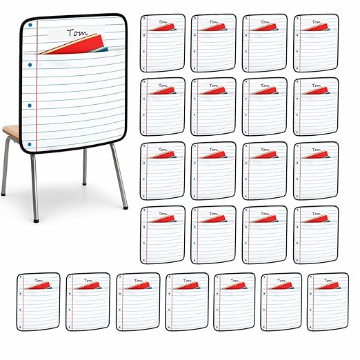 24Pcs Classroom Seat Back Organizer, 17 * 19 Inch Chair Pockets with Name Tag, Back to School Classroom Chair Hanging Bag Seat Sacks Suitable for Families Kindergartens and Primary School Classrooms