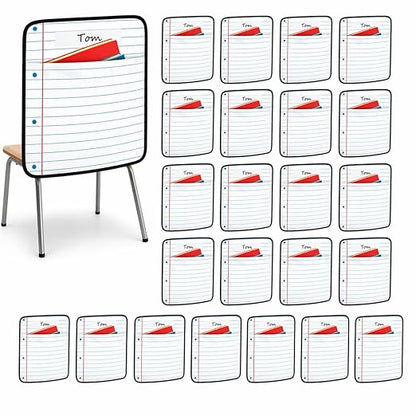 24Pcs Classroom Seat Back Organizer, 17 * 19 Inch Chair Pockets with Name Tag, Back to School Classroom Chair Hanging Bag Seat Sacks Suitable for Families Kindergartens and Primary School Classrooms