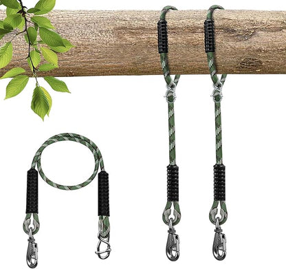Adjustable Tree Swing Ropes Heavy Duty Hammock 7.25Ft(87"),360°Rotation Tree Swings Hanging Straps for Outdoor Swings Hammock Playground Set Accessories,2Pack of Green