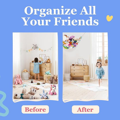 Stuffed Animal Hammock XL 2 Pack | Corner Stuffed Animal Storage & Plushie Net | Extra Large Toy Hammock for Stuffed Animals | Easy Hang, Hardware Included | Blue Bedroom Decor | by Lilly's Love