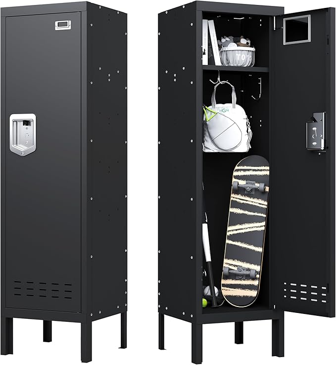 BUTISOW Metal Cabinet Home Office Storage, Lockable Steel Locker with Door, 54" Height, Multi-Purpose for Home, Office, Gym, School, Garage