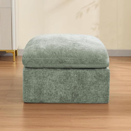 33.5'' Cloud Ottoman for Modular Sofa, Comfy Chenille Upholstered Footrest with Memory Foam, Fully Compressed Packaging, Oversized Ottoman Bench for Living Room or Small Space, Green