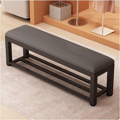 Fodalob Shoe Rack Bench with Upholstered Cushion & Steel Frame - End of Bed Bench, Entryway, Bedroom, Bathroom Organizer - Long Bench for Closet(Dark Grey,60x35x45cm)
