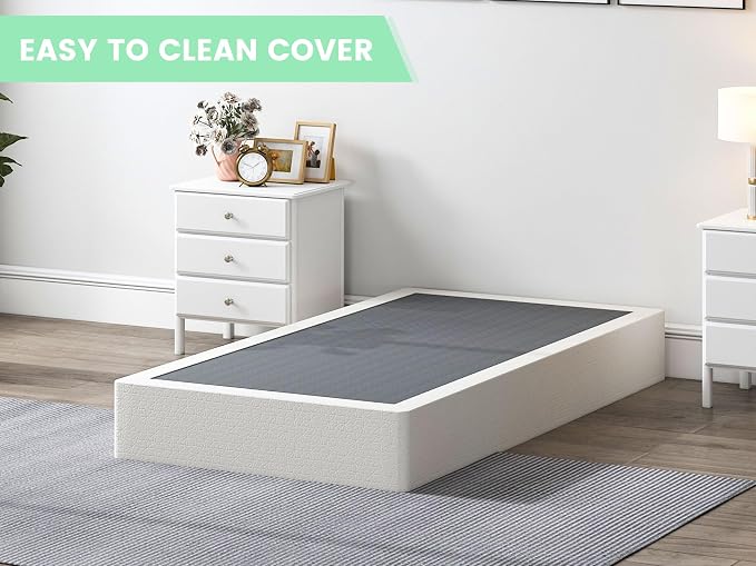 QEROMY 9 Inch High Profile Box Spring, Sturdy Metal Frame Mattress Foundation, Easy Assembly, Quiet & Noise-Free, Twin Size