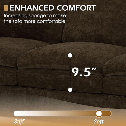 69” Chenille Loveseat Sofa w/Arm Pillows, Upholstered 2-Seater Sofa w/Comfortable Back Cushions, Modern 2 Seats Couch w/High-Density Foam for Living Room, Apartment, Office, Brown