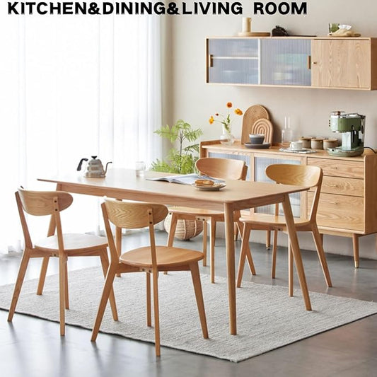 Solid Wood Dining Chairs - Kitchen Chairs Set of 4 with Comfortable Curved Backrest - Wood Chairs for Dining Room,Living Room - Original Wood Color