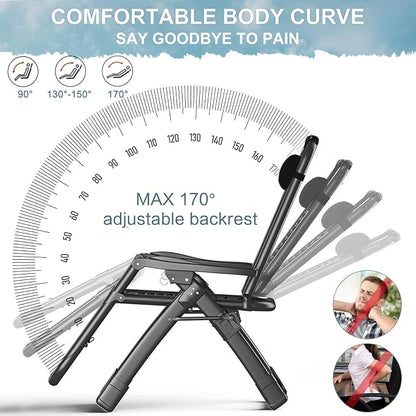 ABORON Zero Gravity Chair,Premium Outdoor Lawn Folding Lounge Chairs,Sturdy Adjustable Reclining Patio Chairs with Removable Cushion,Headrest & Tray