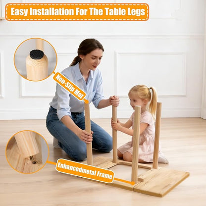 Wooden Activity Table with a Flip-Adjustable Desktop, Indoor/Outdoor Play Sand and Water, Multi-Functional Desk for Drawing Studying Dining