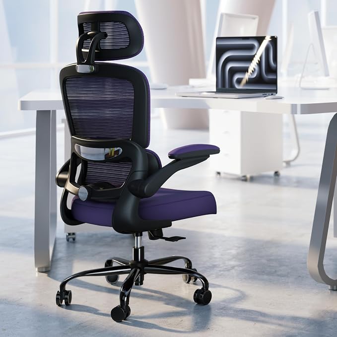 TRALT Office Chair Ergonomic Desk Chair, 330 LBS Home Mesh Office Desk Chairs with Wheels, Comfortable Gaming Chairs (1, Violet)