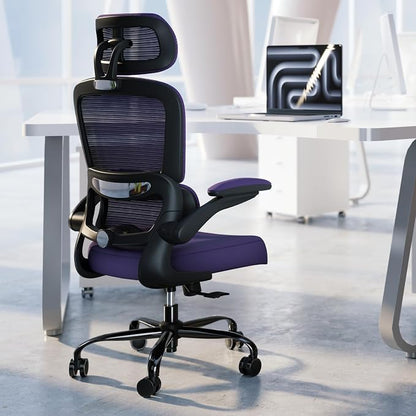 TRALT Office Chair Ergonomic Desk Chair, 330 LBS Home Mesh Office Desk Chairs with Wheels, Comfortable Gaming Chairs (1, Violet)