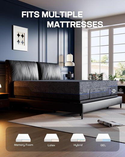 Marsail NS2 Pro Massage Adjustable Base with Mattress Set, Wireless Remote & App Control, Queen Adjustable Bed Frame + 12-inch Cooling Gel Memory Foam Mattress