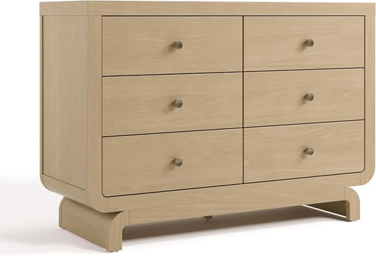 Storkcraft Santorini 6 Drawer Double Dresser (Driftwood) - GREENGUARD Gold Certified, Interlocking Drawer System, Dresser Drawer Organizer for Kids Bedroom
