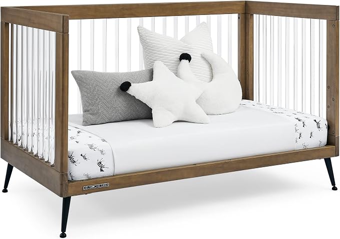 Delta Children Sloane 4-in-1 Acrylic Convertible Crib - Greenguard Gold Certified, Acorn/Matte Black