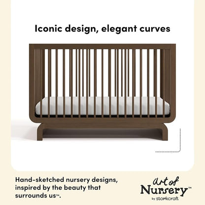 Storkcraft Santorini 5-in-1 Convertible Crib with Toddler Guardrail – GREENGUARD Gold Certified, Conversion Kit Included, 100% Solid Wood, Fits Standard Crib Mattress (Hazelnut)