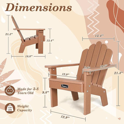 Kids Outdoor Chair, Kids Adirondack Chairs Set of 2, Toddler Outdoor Chair | CPC Certified, HDPE All Weather, Easy Assembly, Ergonomic Design, Fade Shield, Easy-Clean for Patio, Garden, Backyard, Beach