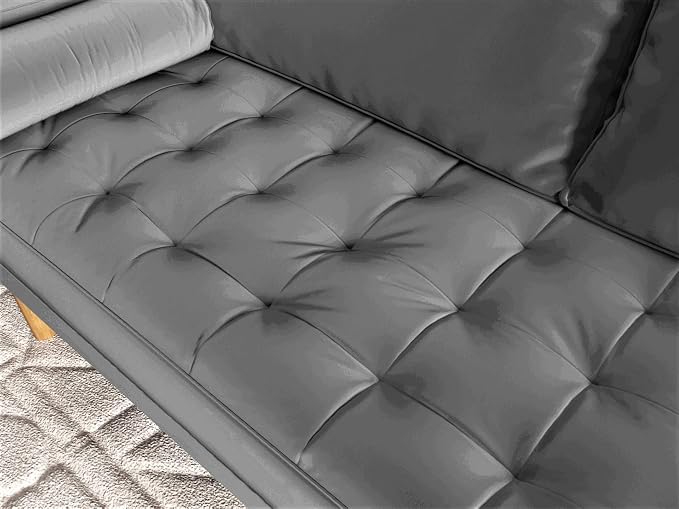 Container Furniture Direct S5457 Mid Century Modern Velvet Upholstered Tufted Living Room Loveseat, 50.39", Grey