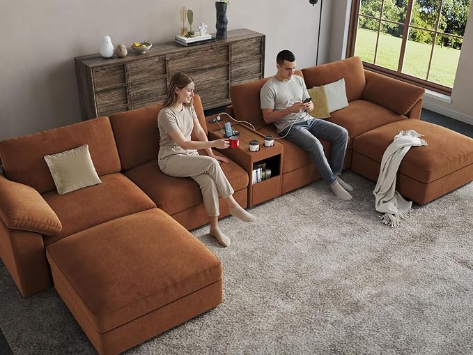 EASE MOOSE U Shape Sectional Modular Sofa, Deep Seat Oversized Couch