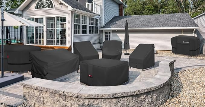 Porch Shield Fire Pit Cover - Waterproof 600D Heavy Duty Fade Resistant Square Patio Fire Pit Table Cover Black - 44 x 44 inch