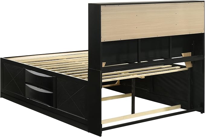 Coaster Home Furnishings Briana Transitional 5-Piece Bedroom Set Queen Size Storage Bookcase Bed Frame 56-inch Headboard Black 202701Q-S5