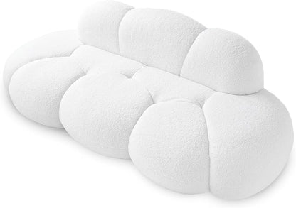 JACH 3 Seater Cloud Sofa for Living Room, Modern Sherpa Upholstered Sofa, Minimalist Leisure Couch, Comfy Cloud Couch for Apartment, Small Space, No Assembly Required (White)