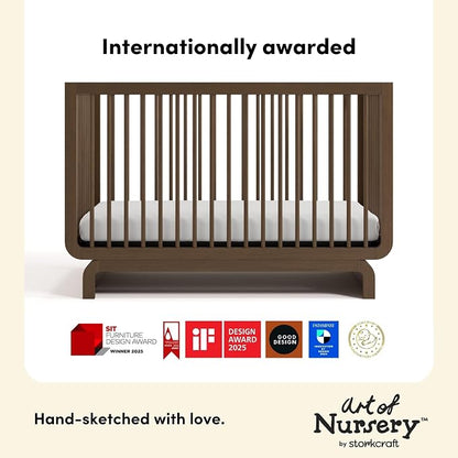 Storkcraft Santorini 5-in-1 Convertible Crib with Toddler Guardrail – GREENGUARD Gold Certified, Conversion Kit Included, 100% Solid Wood, Fits Standard Crib Mattress (Hazelnut)