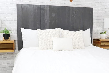Barn Walls Gray Headboard, Rustic Design Weathered, Solid Wood Headboard, Floating Panels, Wall Mount, Adjustable Height, Easy Assembly, Twin Size