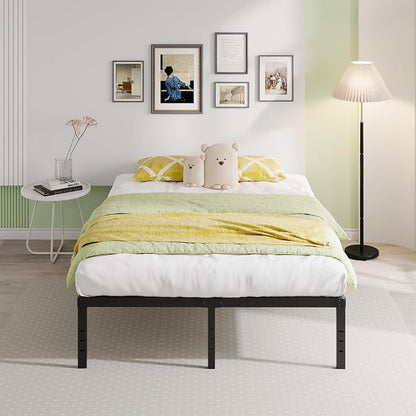 EMODA 18 Inch California King Bed Frames Heavy Duty Tall Metal Cal King Platform with Large Storage Space, No Box Spring Needed, Noise Free, Black