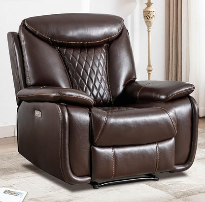 HAOMARKETS Electric Recliner Chair, Breathable Faux Leather Power Recliners with Padded Backrest, Single Overstuffed Heavy Duty Reclining Sofa for Living Room Bedroom, Dark Brown