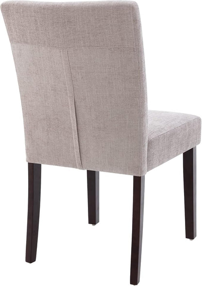 Watson & Whitely Modern Upholstered Dining Chairs, Set of 4, Fabric in Grey | Solid Wood Legs, Padded Seat, Low Back, Modern Armless Parsons Chair for Kitchen, Dining Room, Restaurant
