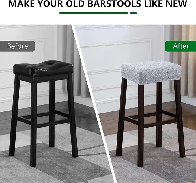 YISUN Stool Covers Rectangle - 2 Pack Stretch Waterproof Saddle Seat Cover Counter Bar Stools Bar Chairs Covers Kitchen Island Chairs Cushion Protector