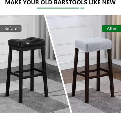 YISUN Stool Covers Rectangle - 2 Pack Stretch Waterproof Saddle Seat Cover Counter Bar Stools Bar Chairs Covers Kitchen Island Chairs Cushion Protector