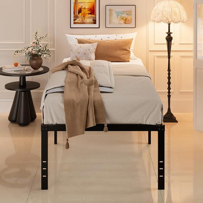 Maenizi 20 Inch Twin XL Bed Frames, Metal Twin XL Platform Bed Frame Support Up to 2500 lbs, No Box Spring Needed, Easy Assembly, Noise Free, Black