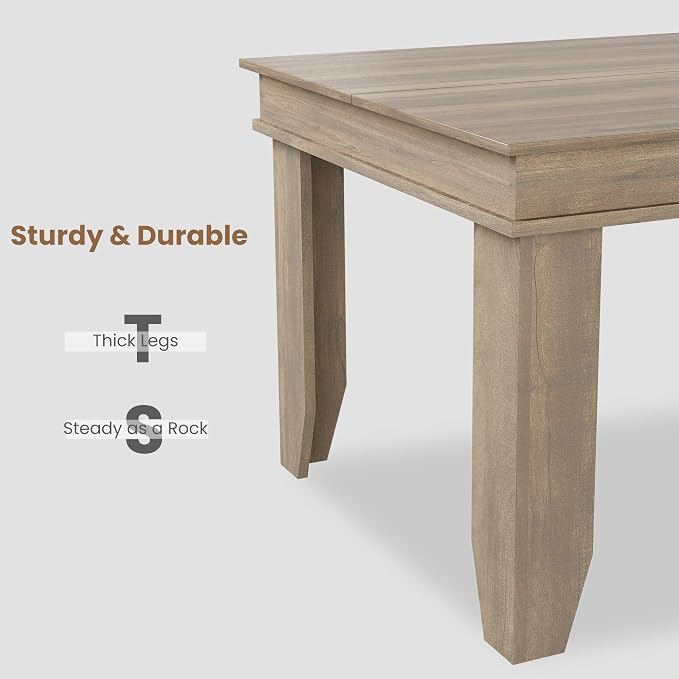 GarveeHome Farmhouse Dining Table for 6-8 People, 71 in Long Kitchen Tables with Wooden Sturdy Frame, 6 ft Large Rectangular Dinner Table for Dining Room, Kitchen, Natural Oak, 71" Non-extendable