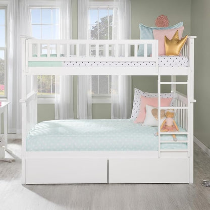 AFI, Columbia Twin Over Twin Ladder Bunk Bed with Storage Drawers, White