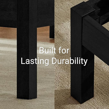 LIFEMENT Full Bed Frame with Headboard Classic Wood Platform, Noise Free, Under Bed Storage, No Box Spring Needed, Easy Assembly, Black