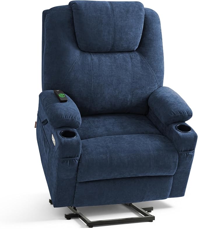 MCombo Power Lift Recliner Chair for Elderly R7042(Admiral, Small-Wide) | Heat and Massage, USB& Type C Charging Port, FSC Certified