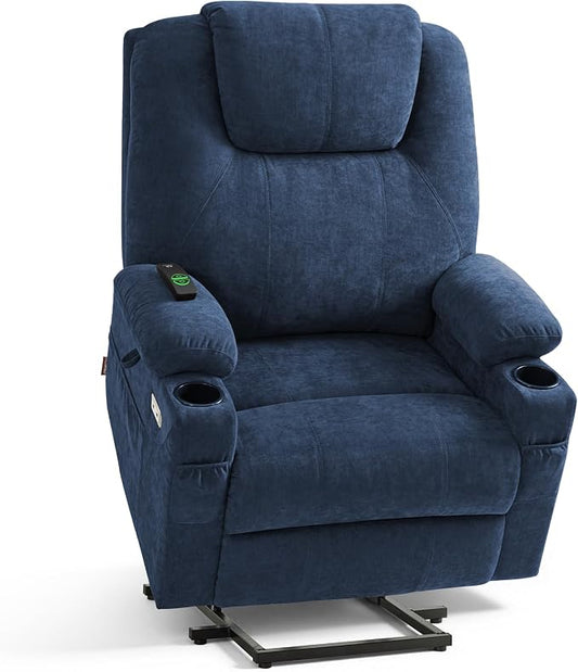 MCombo Power Lift Recliner Chair for Elderly R7042(Admiral, Small-Wide) | Heat and Massage, USB& Type C Charging Port, FSC Certified