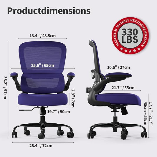 TRALT Office Chair - Ergonomic Desk Chair with Adjustable Lumbar Support, Mesh Computer Chair, Executive Chair for Home Office Comfortable Lumbar Support (Violet)